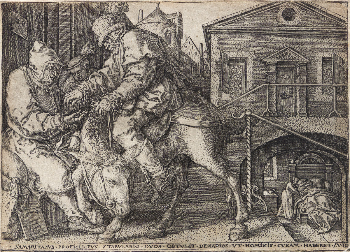 HEINRICH ALDEGREVER Three engravings from The Story of the Good Samaritan.